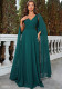 Women's Green V-Neck Prom Dress