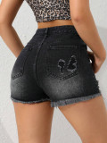 Women's Ripped Frayed Stretchy Denim Shorts