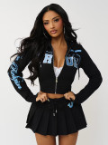 Women's Autumn & Winter Elegant Printed Long Sleeve Hoodie and Skirt Set