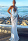 Women's Summer Sexy Mesh See-Through V-Neck Spaghetti Strap Backless Dress