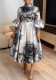 Women's Elegant Lantern Sleeve Printed Dress
