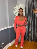 Women's Casual Top Coat & Bell Bottom Pants Three-Piece Set
