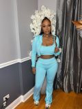 Women's Casual Top Coat & Bell Bottom Pants Three-Piece Set