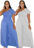 Women's Slash Shoulder Casual Wide Leg Jumpsuit（Processing time need 3-6 days）
