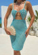 Women's Crochet Woven Sexy Cutout Holiday Cover Up Pearl Mesh See-Through Dress