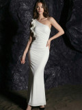 Women's One Shoulder Ruched Mesh Party Dress