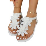 Plus Size Women's Floral Beach Slip-On Sandals
