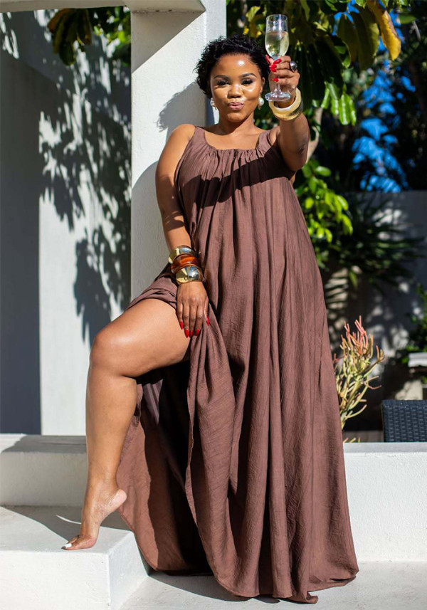 Plus Size Women's Spaghetti Strap Sleeveless Maxi Dress