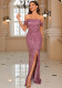 Women's Off Shoulder Sequin Sexy Mermaid Dress