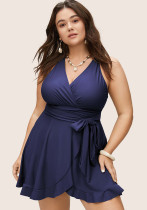 Plus Size Women's Tie Beach Dress One-Piece Swimsuit
