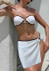 Women's Strapless Metal Decor High Slit Three-Piece Bikini Set