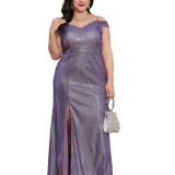 Plus Size Women's Spaghetti Strap Backless Mermaid Formal Party Maxi Dress