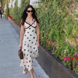 Women's Spaghetti Strap Sleeveless Patchwork Printed Holiday Dress