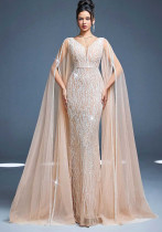 Women's Sexy Sequin Beaded Ribbon Formal Party Evening Dress