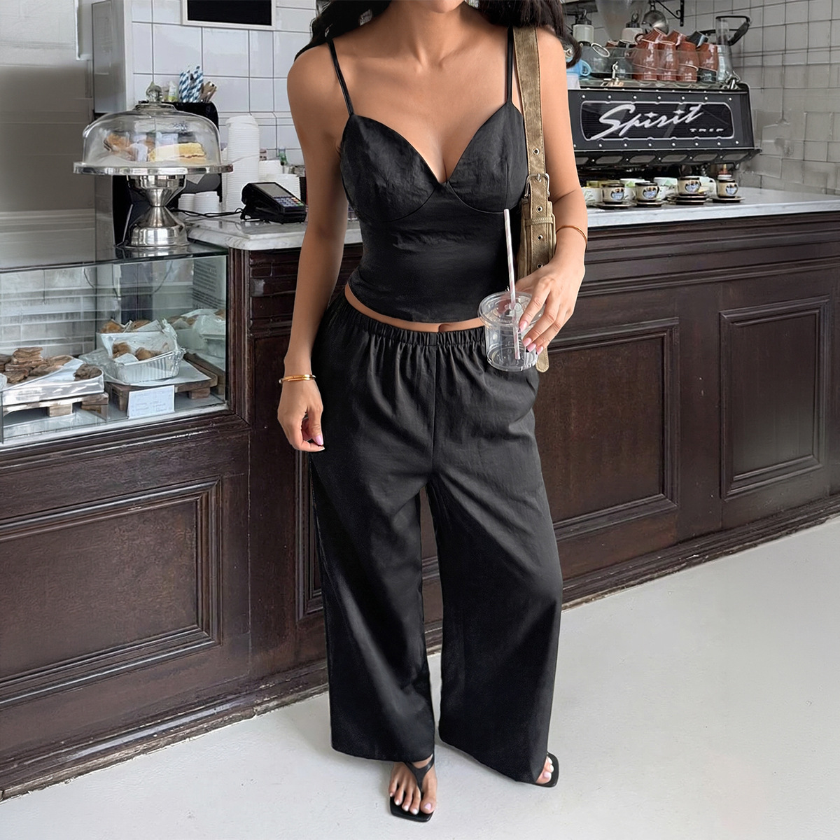 Spaghetti Strap Top & Pants Two-Piece Lounge Set