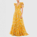 Women's Spring & Summer Pleated Chiffon Printed Holiday Party Dress