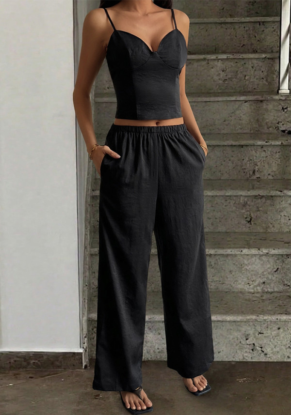 Women's Spaghetti Strap Top & Pants Two-Piece Set