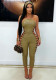 Women's Sexy Halter Neck Backless Zipper Lace-Up Cutout Jumpsuit