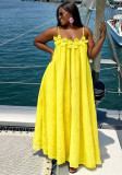 African Women's Floral Sleeveless Spaghetti Strap Maxi Dress
