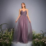 Women's Light Purple Spaghetti Strap Prom Evening Dress