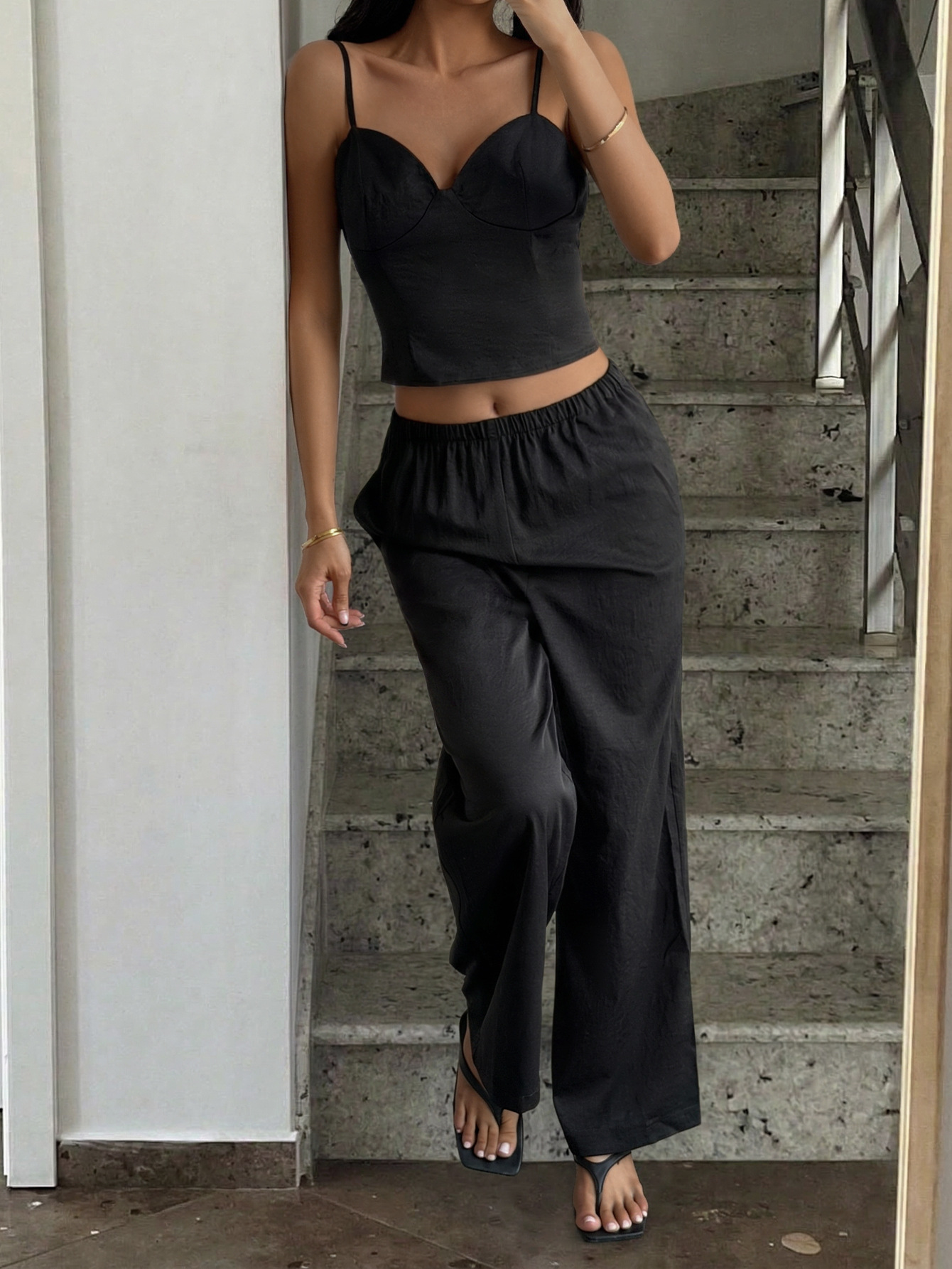 Spaghetti Strap Top & Pants Two-Piece Lounge Set