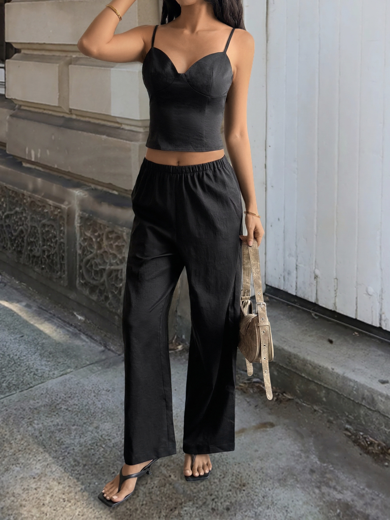 Spaghetti Strap Top & Pants Two-Piece Lounge Set