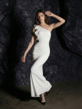 Women's One Shoulder Ruched Mesh Party Dress