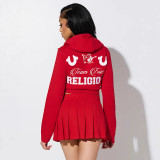 Women's Autumn & Winter Elegant Printed Long Sleeve Hoodie and Skirt Set