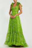 Women's Spring & Summer Pleated Chiffon Printed Holiday Party Dress