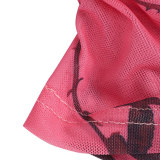 Women's Printed Sexy Mesh Backless Ruched Dress