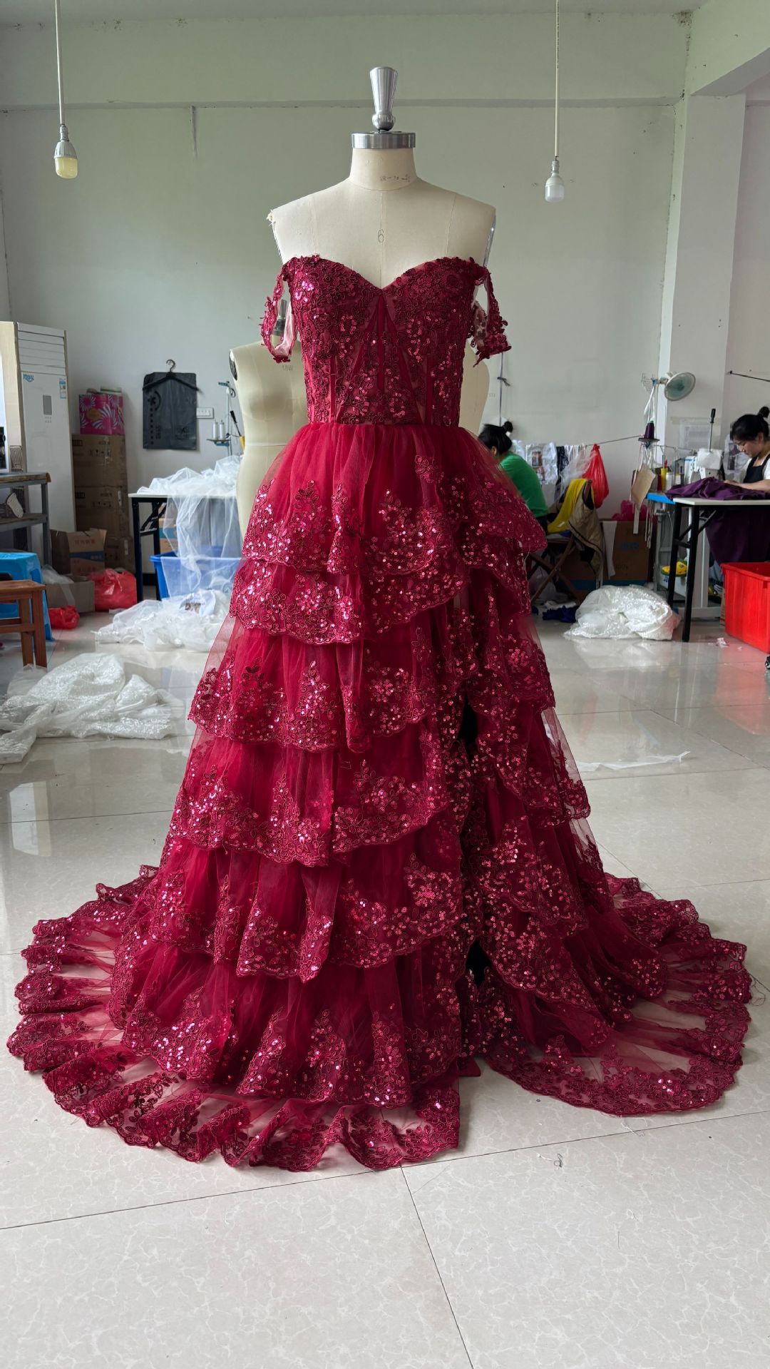 Off-Shoulder Slit Evening Dress for Formal Parties
