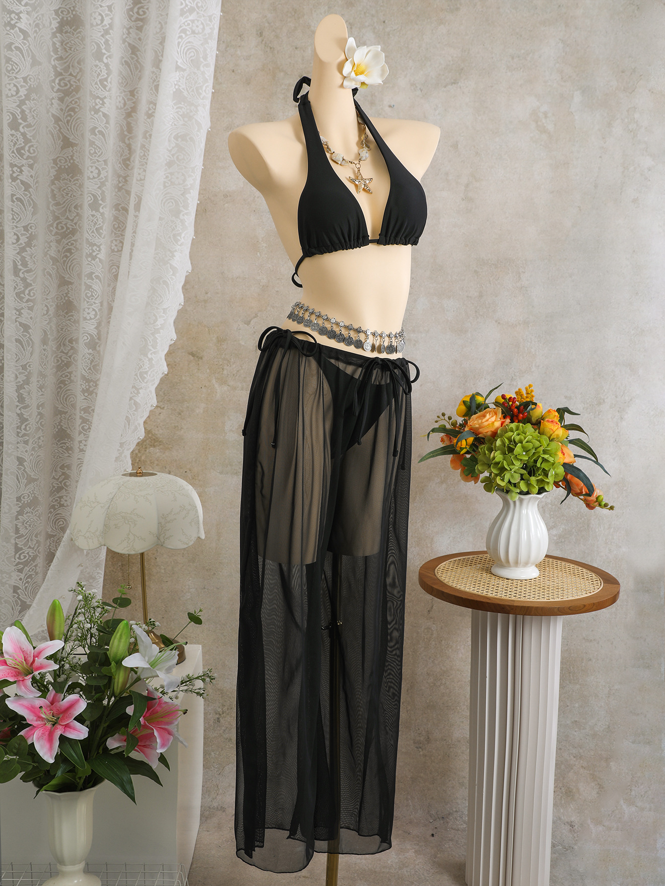 Three-Piece Bikini Swimsuit Set for Beach Holidays