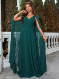 Women's Green V-Neck Prom Dress