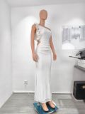 Women's One Shoulder Ruched Mesh Party Dress