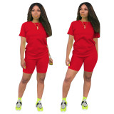 Women's Casual Solid Color Top & Shorts Two-Piece Set