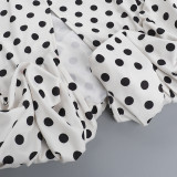 Women's French Style Polka Dot Ruched Spaghetti Strap Maxi Dress