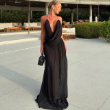 Women's Summer Sexy Mesh See-Through V-Neck Spaghetti Strap Backless Dress
