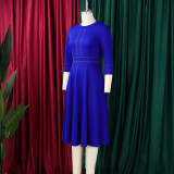 Women's Elegant Round Neck Three-Quarter Sleeve Dress