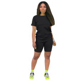 Women's Casual Solid Color Top & Shorts Two-Piece Set