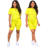 Women's Casual Solid Color Top & Shorts Two-Piece Set