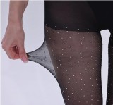 Plus Size Women's Polka Dot Jacquard One-Piece Silk Stockings
