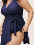 Plus Size Women's Tie Beach Dress One-Piece Swimsuit