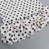 Women's French Style Polka Dot Ruched Spaghetti Strap Maxi Dress