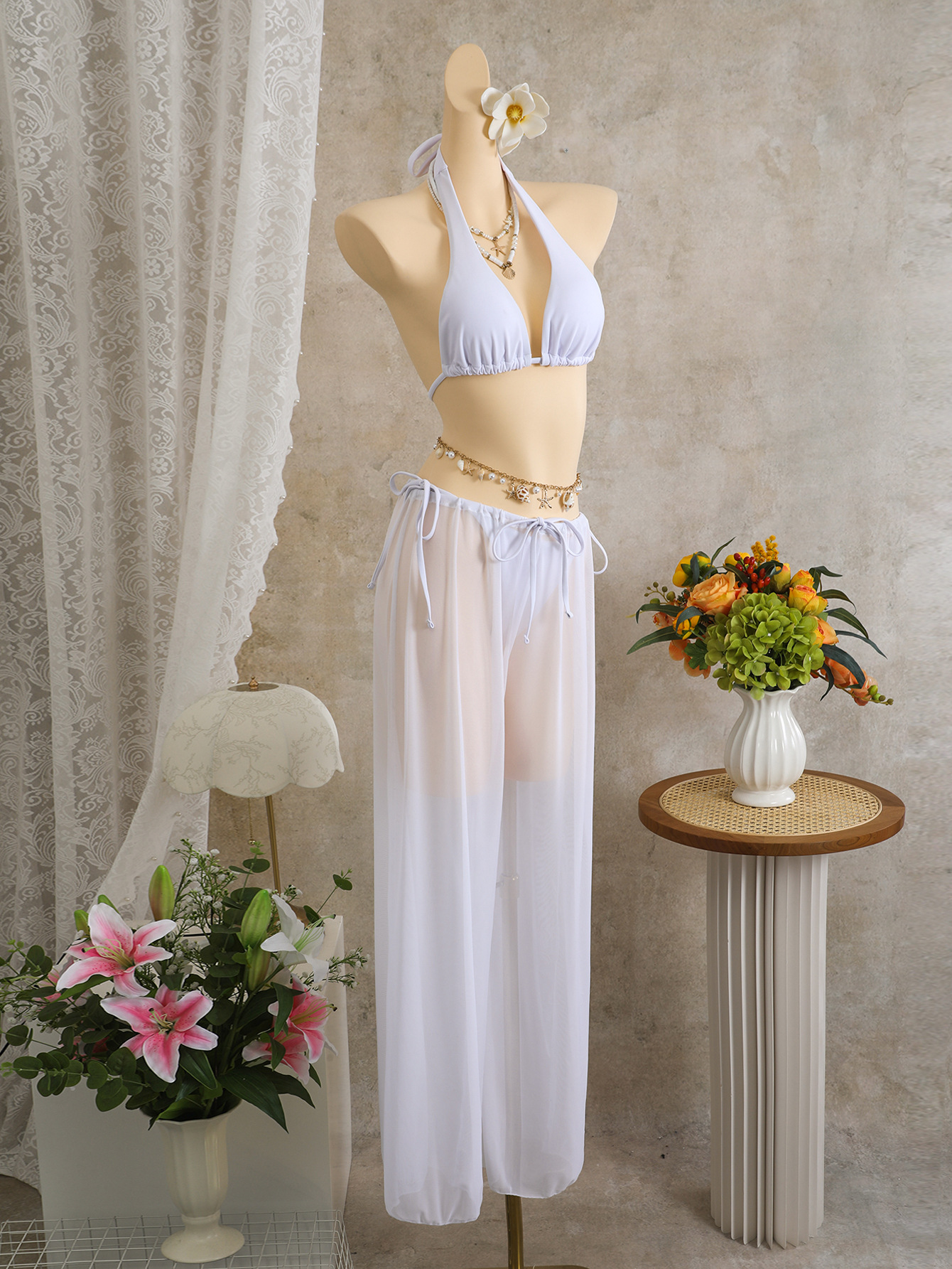 Three-Piece Bikini Swimsuit Set for Beach Holidays