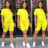 Women's Casual Solid Color Top & Shorts Two-Piece Set