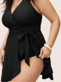 Plus Size Women's Tie Beach Dress One-Piece Swimsuit