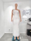 Women's One Shoulder Ruched Mesh Party Dress