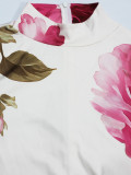 Women's Elegant Lantern Sleeve Printed Dress