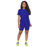 Women's Casual Solid Color Top & Shorts Two-Piece Set