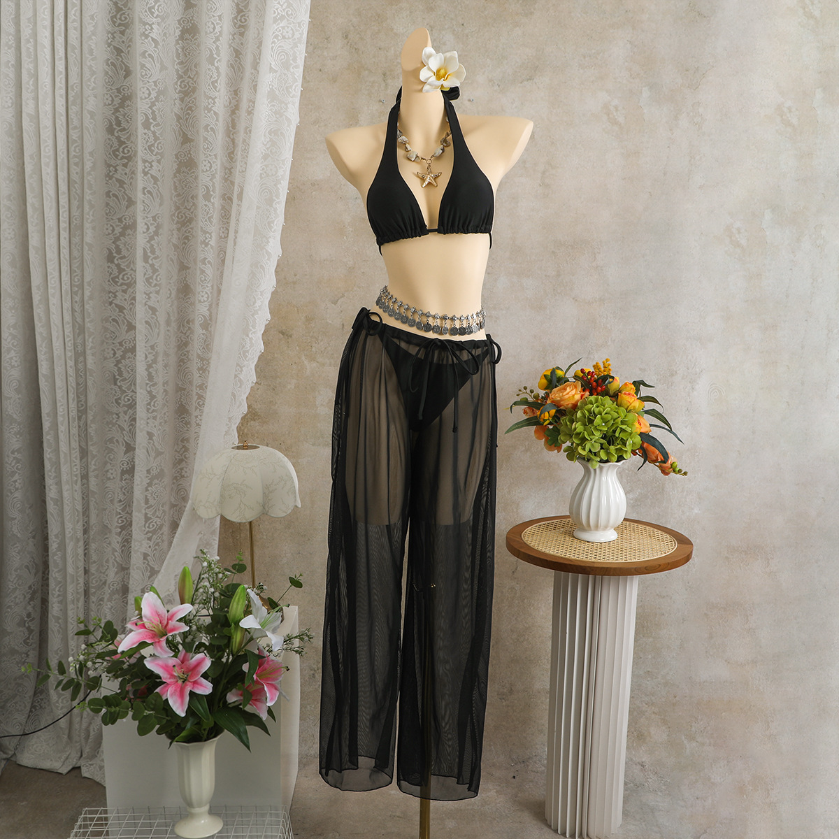 Three-Piece Bikini Swimsuit Set for Beach Holidays